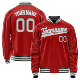 Custom Red Gray Solid Color Varsity Letterman Jacket