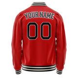 Custom Red Black Solid Color Varsity Letterman Jacket JA02240617XY398