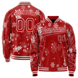 Custom Red White Christmas 3D Varsity Letterman Jacket