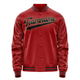 Custom Red Black Solid Color Varsity Letterman Jacket JA02240617XY401