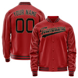 Custom Red Black Solid Color Varsity Letterman Jacket