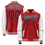 Custom Red White Solid Color Varsity Letterman Jacket