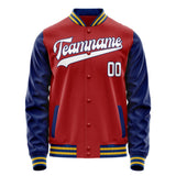 Custom Red Royal Solid Color Varsity Letterman Jacket JA02240617XY403