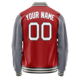 Custom Red Gray Solid Color Varsity Letterman Jacket JA02240617XY404