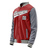 Custom Red Gray Solid Color Varsity Letterman Jacket JA02240617XY404