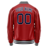 Custom Red Navy Solid Color Varsity Letterman Jacket JA02240617XY405