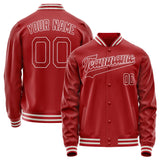 Custom Red White Solid Color Varsity Letterman Jacket