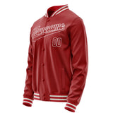 Custom Red White Solid Color Varsity Letterman Jacket JA02240617XY406