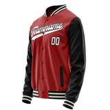 Custom Red Black Solid Color Varsity Letterman Jacket JA02240617XY408