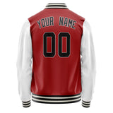 Custom Red White Solid Color Varsity Letterman Jacket JA02240617XY410