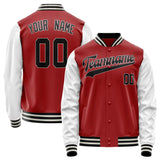 Custom Red White Solid Color Varsity Letterman Jacket JA02240617XY410