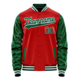 Custom Red Kelly-Green Solid Color Varsity Letterman Jacket JA02240617XY411