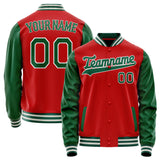 Custom Red Kelly-Green Solid Color Varsity Letterman Jacket