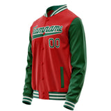 Custom Red Kelly-Green Solid Color Varsity Letterman Jacket JA02240617XY411