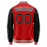 Custom Red Black Solid Color Varsity Letterman Jacket JA02240617XY412