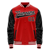 Custom Red Black Solid Color Varsity Letterman Jacket JA02240617XY412