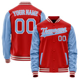 Custom Red Light-Blue Solid Color Varsity Letterman Jacket