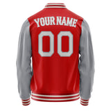 Custom Red Gray Solid Color Varsity Letterman Jacket JA02240617XY415