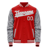 Custom Red Gray Solid Color Varsity Letterman Jacket JA02240617XY415