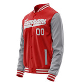 Custom Red Gray Solid Color Varsity Letterman Jacket JA02240617XY415