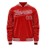 Custom Red White Solid Color Varsity Letterman Jacket JA02240617XY416