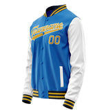 Custom Electric-Blue White Solid Color Varsity Letterman Jacket JA02240617YH118