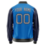 Custom Electric-Blue Navy Solid Color Varsity Letterman Jacket JA02240617YH119