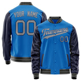 Custom Electric-Blue Navy Solid Color Varsity Letterman Jacket