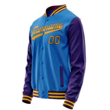 Custom Electric-Blue Purple Solid Color Varsity Letterman Jacket JA02240617YH120