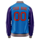 Custom Electric-Blue Purple Solid Color Varsity Letterman Jacket JA02240617YH121