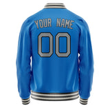 Custom Electric-Blue Gray Solid Color Varsity Letterman Jacket JA02240617YH124