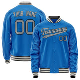 Custom Electric-Blue Gray Solid Color Varsity Letterman Jacket