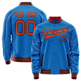 Custom Electric-Blue Orange Solid Color Varsity Letterman Jacket