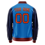 Custom Electric-Blue Navy Solid Color Varsity Letterman Jacket JA02240617YH126