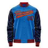 Custom Electric-Blue Navy Solid Color Varsity Letterman Jacket JA02240617YH126