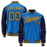 Custom Electric-Blue Navy Solid Color Varsity Letterman Jacket