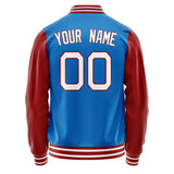 Custom Electric-Blue Crimson Solid Color Varsity Letterman Jacket JA02240617YH137