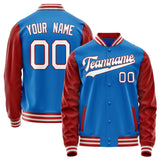 Custom Electric-Blue Crimson Solid Color Varsity Letterman Jacket