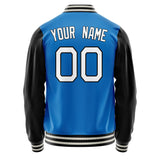 Custom Electric-Blue White Solid Color Varsity Letterman Jacket JA02240617YH144