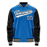 Custom Electric-Blue White Solid Color Varsity Letterman Jacket JA02240617YH144