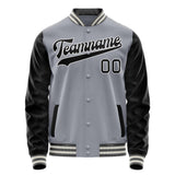 Custom Gray Black Solid Color Varsity Letterman Jacket JA02240617YH148