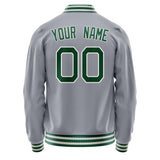 Custom Gray Kelly-Green Solid Color Varsity Letterman Jacket JA02240617YH150