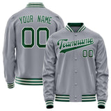 Custom Gray Kelly-Green Solid Color Varsity Letterman Jacket