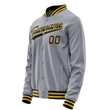 Custom Gray Black Solid Color Varsity Letterman Jacket JA02240617YH151