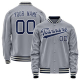 Custom Gray Navy Solid Color Varsity Letterman Jacket JA02240617YH153