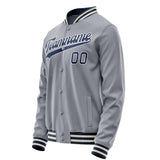 Custom Gray Navy Solid Color Varsity Letterman Jacket JA02240617YH153