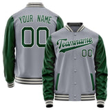 Custom Gray Kelly-Green Solid Color Varsity Letterman Jacket