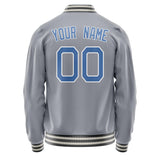 Custom Gray Light-Blue Solid Color Varsity Letterman Jacket JA02240617YH156