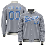 Custom Gray Light-Blue Solid Color Varsity Letterman Jacket