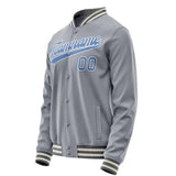 Custom Gray Light-Blue Solid Color Varsity Letterman Jacket JA02240617YH156